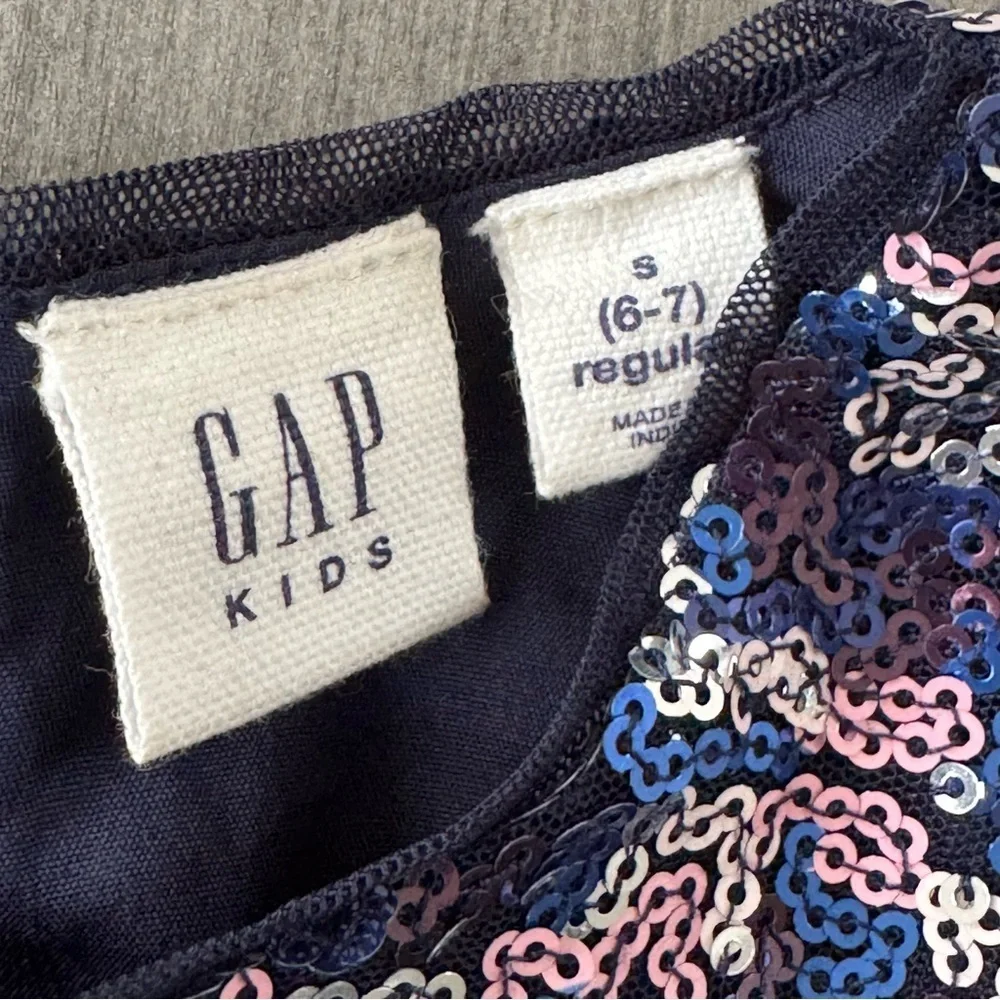Gap girls multicolored sequins short sleeve party dress size S 6/7